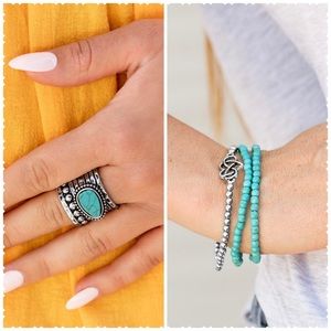 Turquoise bracelet and ring set.